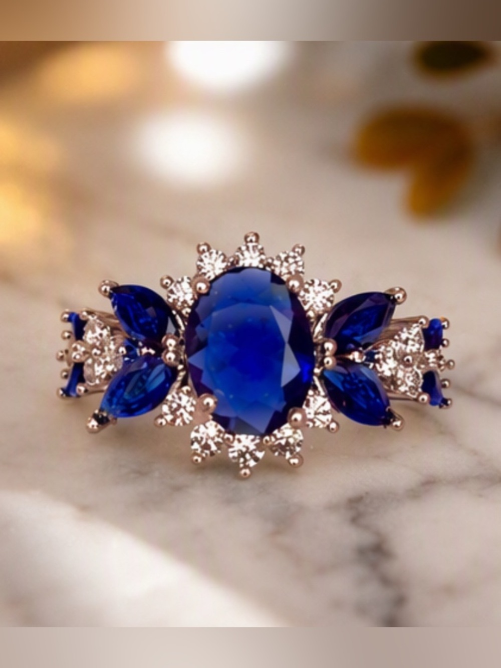 🌷 Silver Toned Sapphire CZ Ring 🌷 6